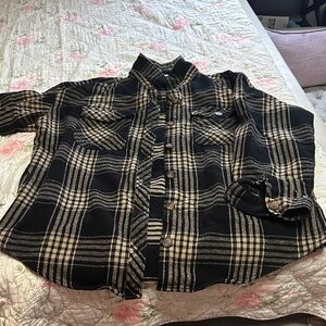 Maurices Black and Cream Plaid Button Down Shirt